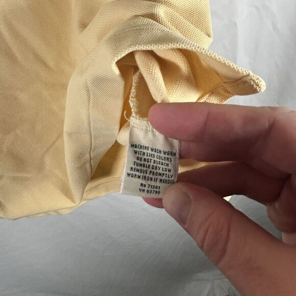 LL Bean Shirt Men's Medium Tall Yellow Short Sleeve Polo Collared - Picture 5 of 8